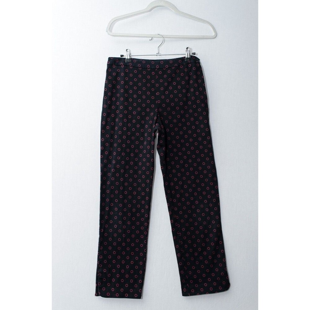 Ann Taylor LOFT Petites Pants Stretch 6P Black pull on pink circles office